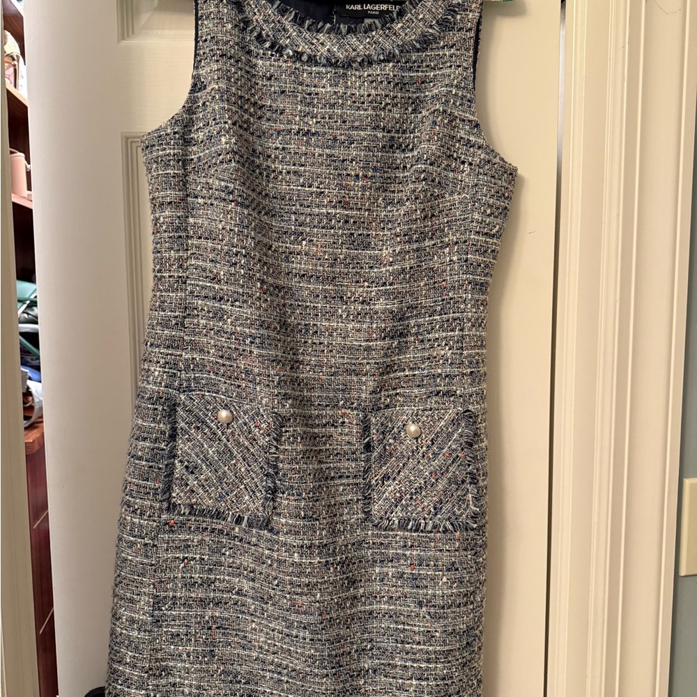Karl Lagerfeld Navy Tweed Work Dress